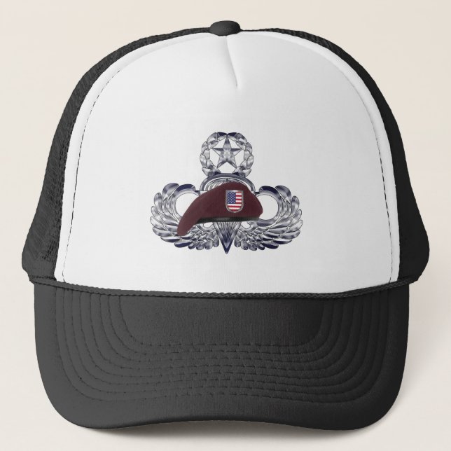 Specially Designed Beret on Airborne Wings s Trucker Hat (Front)
