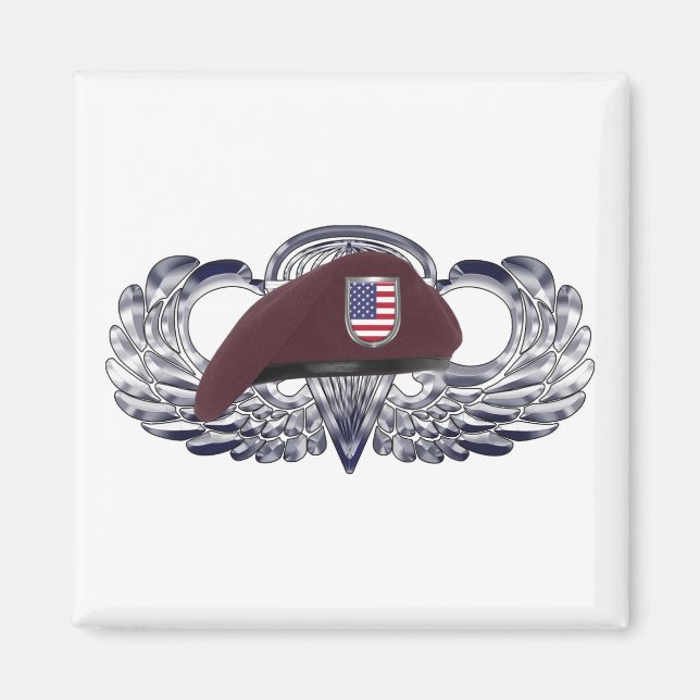 Specially Designed Beret on Basic Airborne Wings Magnet (Front)