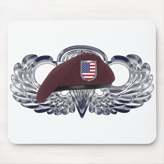 Specially Designed Beret on Basic Airborne Wings Mouse Mat (Front)