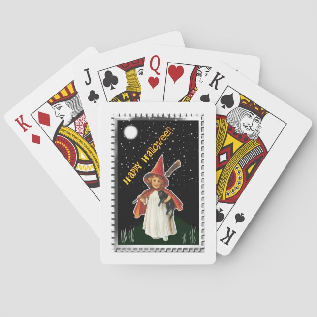 Specially Designed Halloween Girl & Black Cat Playing Cards (Back)
