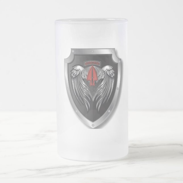 Specially Designed Wings Special Ops Patch Frosted Glass Beer Mug (Center)
