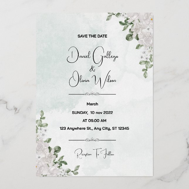 Specially Floral Patterned Wedding Invitation  (Front)