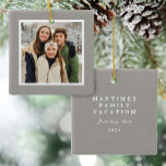 Speckle frame simple neutral Christmas photo Ceramic Ornament<br><div class="desc">Inspired by an outdoors camp mug, this neutral beige speckle frame holiday photo ornament features one photo on the front and room for custom text on the matching back. This simple Christmas ornament design is perfect for outdoorsy families and to remember a national park visit, a hiking or camping adventure...</div>