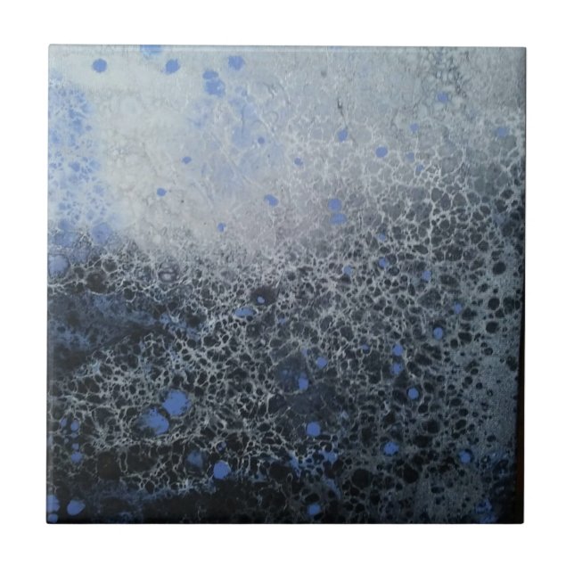 Speckled Black and Blue Ceramic Tile (Front)