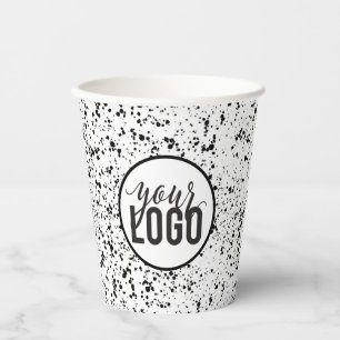 Speckled Black and white Logo Design Paper Cups