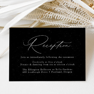 Speckled Black and White Wedding Reception Enclosure Card
