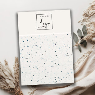 Speckled Blue White Logo Earring Necklace Display Business Card