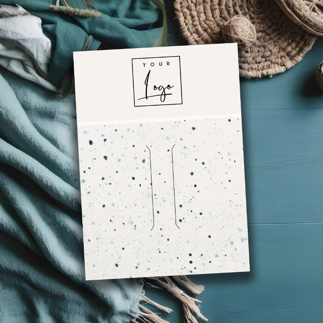 Speckled Blue White Texture Logo Hair Pin Display Business Card (Creator Uploaded)