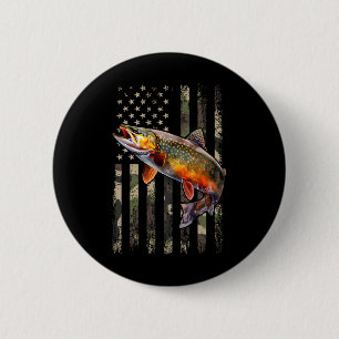 Speckled Brook Trout American Flag Fishing 6 Cm Round Badge