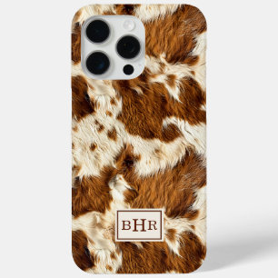 Speckled Brown Cowhide Monogrammed iPhone 15 Pro Max Case