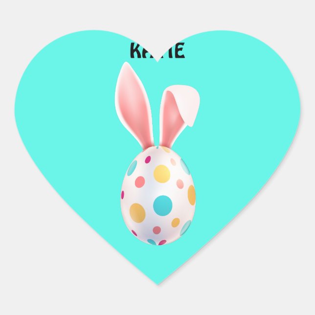  SPECKLED EGG & BUNNY EARS PERSONALIZED HEART STICKER (Front)