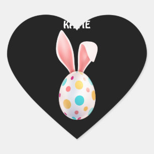  SPECKLED EGG & BUNNY EARS PERSONALIZED  HEART STICKER