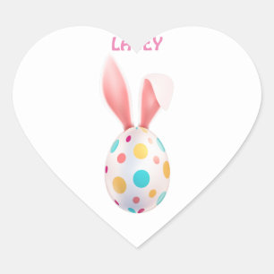SPECKLED EGG & BUNNY EARS PERSONALIZED HEART STICKER