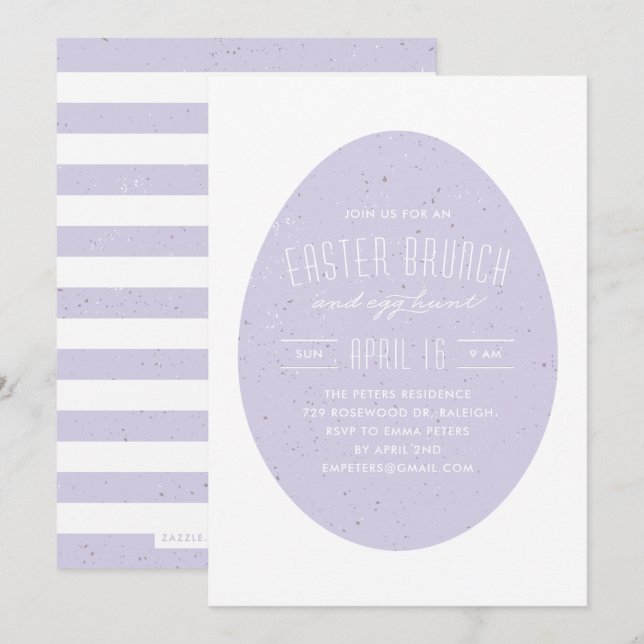 Speckled Egg Easter Invitation - Lavender (Front/Back)