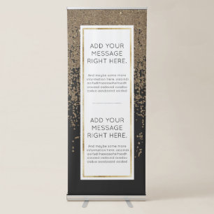 Speckled Gold Glitter Black Ombre Retractable Banner