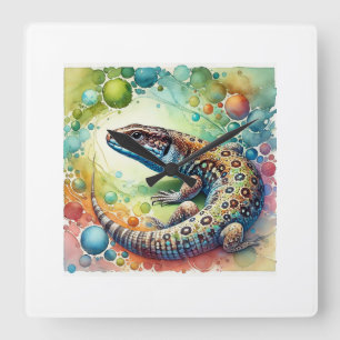 Speckled Lizard 260824AREF112 - Watercolor Square Wall Clock