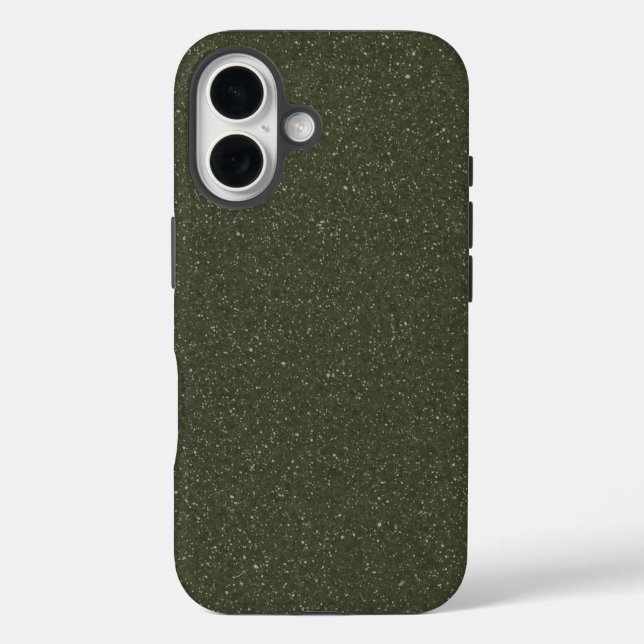 Speckled Moss Green iPhone 16 Case – Customisable (Back)