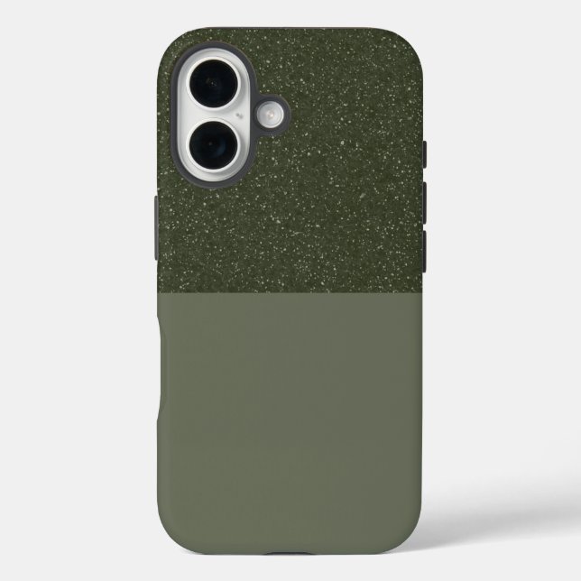 Speckled Moss Green iPhone 16 Case – Customisable (Back)