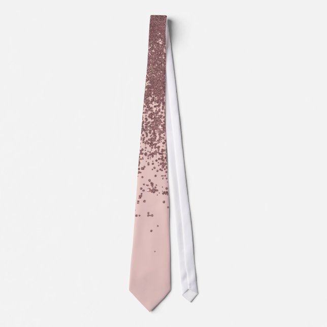 Speckled Rose Gold Glitter on Blush Pink Tie (Front)