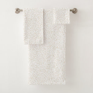 Speckled Spring Fern, Green & Orange Dots  Bath Towel Set