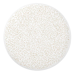 Speckled Spring Fern, Green & Orange Dots Ceramic Knob