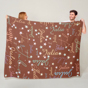 Speckled Stars with Her Name Terracotta Fleece Blanket