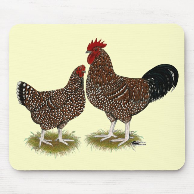 Speckled Sussex Chickens Mouse Mat (Front)
