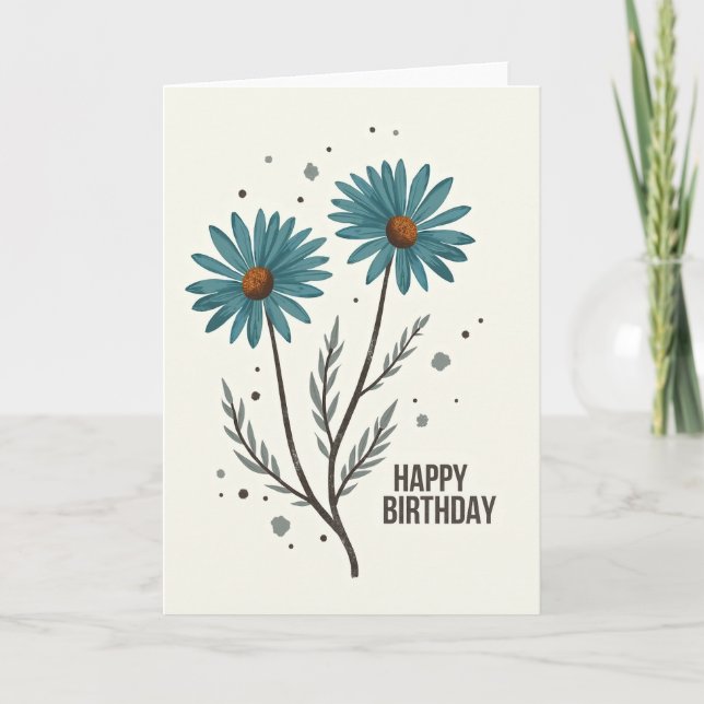 Speckled Teal Flower Card (Front)