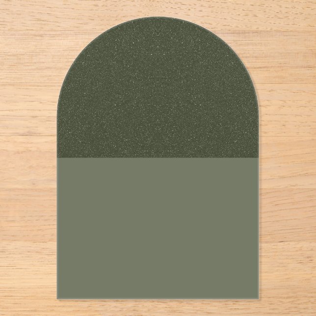 Speckled Top Arch Moss Green Acrylic Invitation (Front)