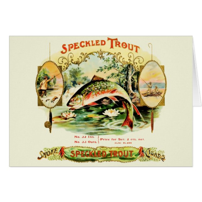 Speckled Trout Vintage Cigar Box Label Greeting (Front Horizontal)