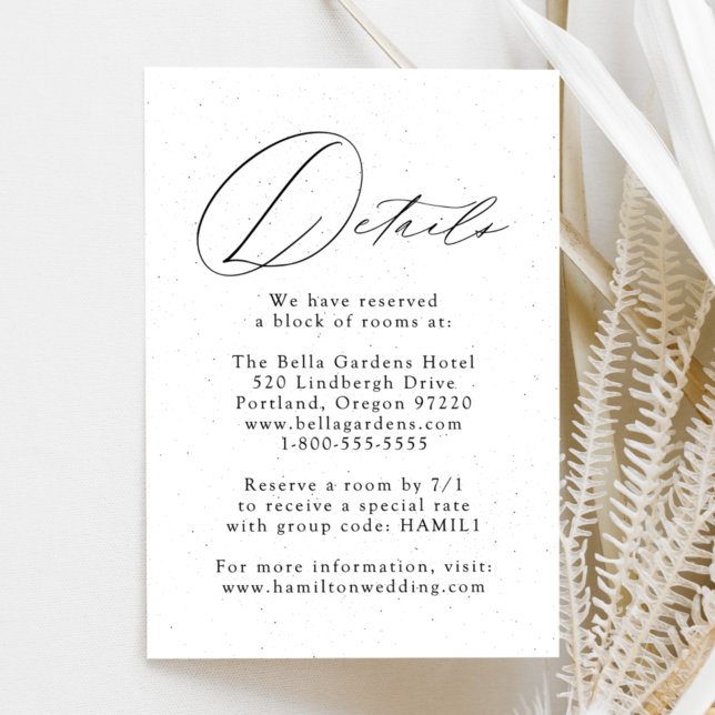 Speckled White and Black Wedding Details Enclosure Card (Creator Uploaded)