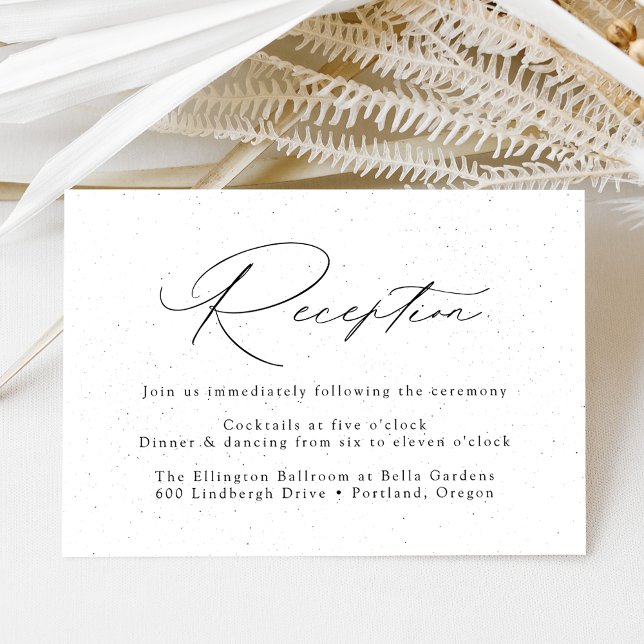 Speckled White and Black Wedding Reception Enclosure Card (Creator Uploaded)