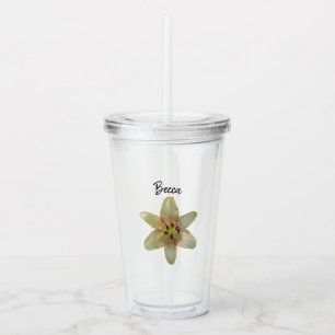 Speckled Yellow Lily Flower Personalised Acrylic Tumbler