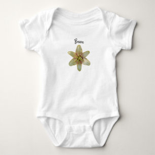 Speckled Yellow Lily Flower Personalised Baby Bodysuit