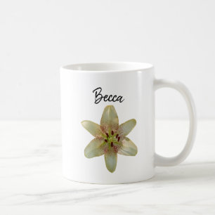 Speckled Yellow Lily Flower Personalised Coffee Mug
