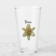 Speckled Yellow Lily Flower Personalised Glass