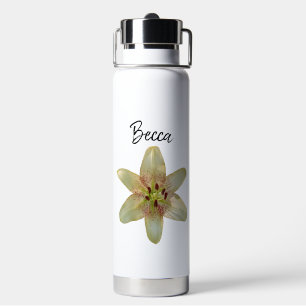 Speckled Yellow Lily Flower Personalised Water Bottle