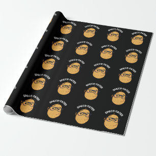 Specs-tater Funny Potato Spectacle Pun Dark BG Wrapping Paper