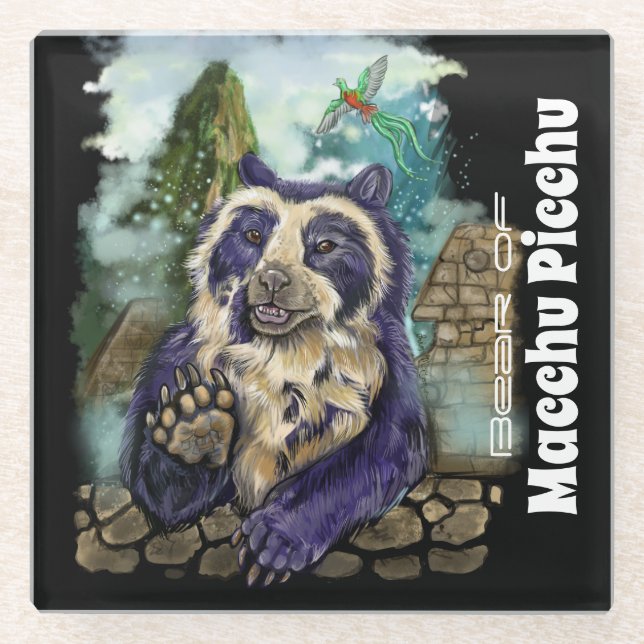 Spectacled Bear Glass Coaster (Front)