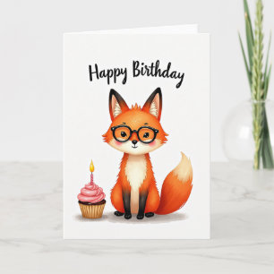 Spectacled Fox Birthday Card