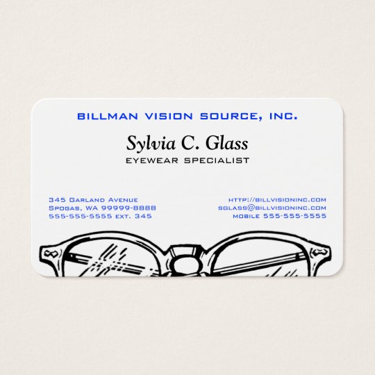 Spectacles Eyewear Optical Vision Business Card