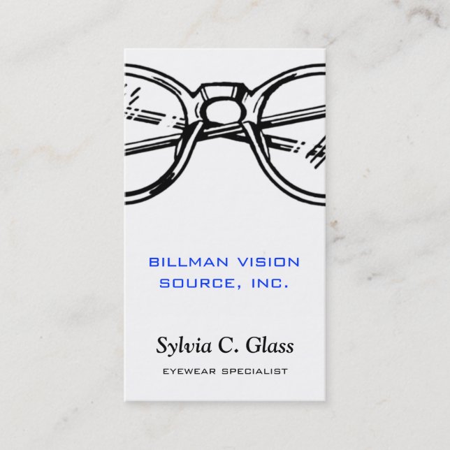 Spectacles Eyewear Optical Vision Vertical Business Card (Front)