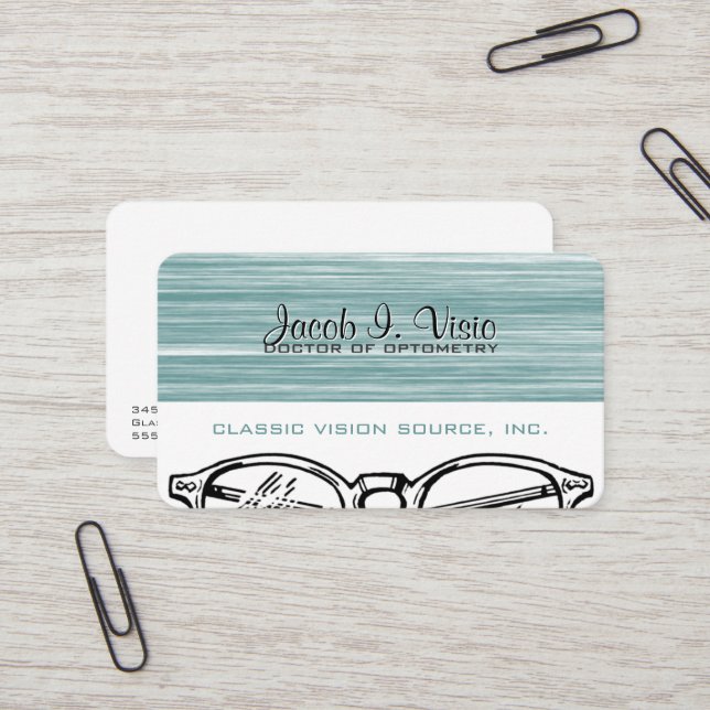 Spectacles Eyewear Optometry Vision Scratchy Business Card (Front/Back In Situ)
