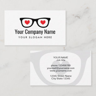 Spectacles with heart logo business card template