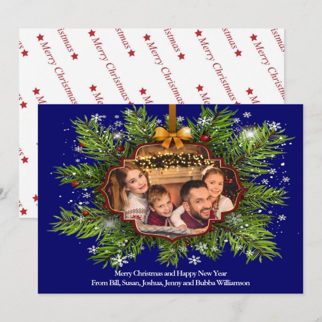 Spectacular Christmas Wreath Family Photo Holiday Card (Front/Back)