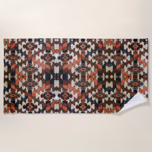 Spectacular Earth Colours Oriental Rug Pattern Beach Towel