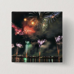 Spectacular Fireworks 15 Cm Square Badge