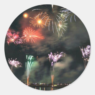 Spectacular Fireworks Classic Round Sticker