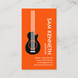 Spectacular Guitarist Orange Zest Musician Business Card