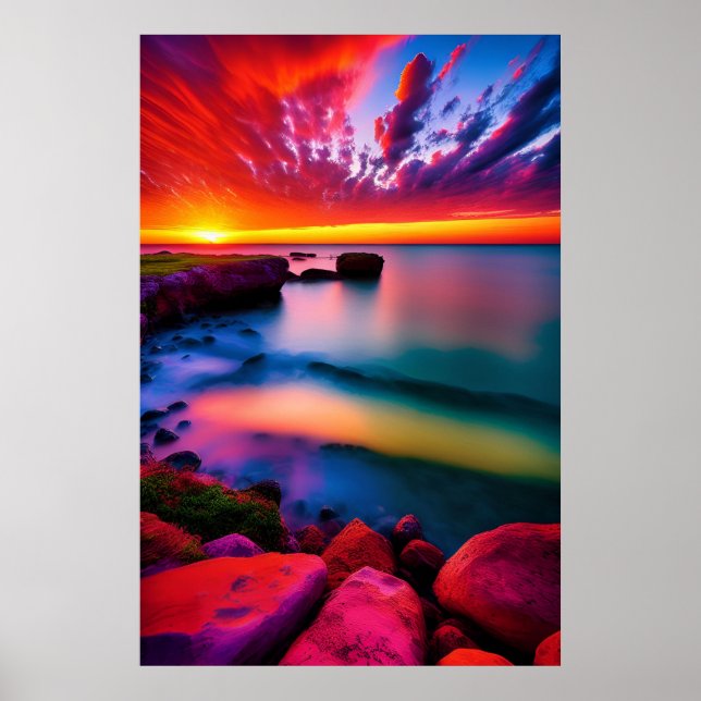 Spectacular Ocean Sunset Poster (Front)